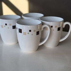 Corelle Livingware Geometric Stoneware Coffee Mugs Set/4 By Corning